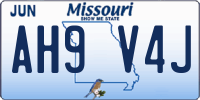 MO license plate AH9V4J