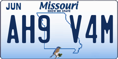 MO license plate AH9V4M