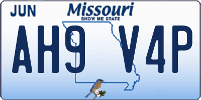 MO license plate AH9V4P