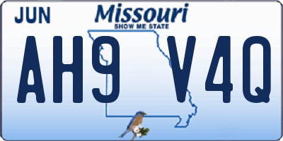 MO license plate AH9V4Q
