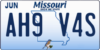 MO license plate AH9V4S