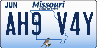 MO license plate AH9V4Y