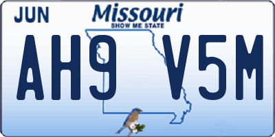 MO license plate AH9V5M