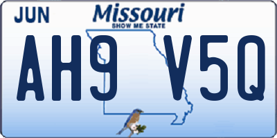 MO license plate AH9V5Q