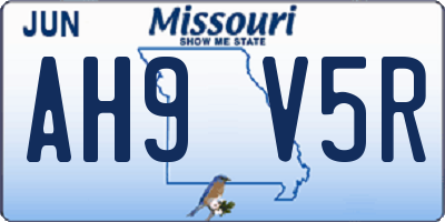 MO license plate AH9V5R