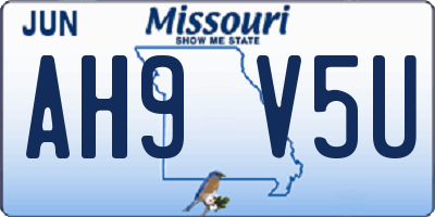 MO license plate AH9V5U
