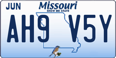 MO license plate AH9V5Y