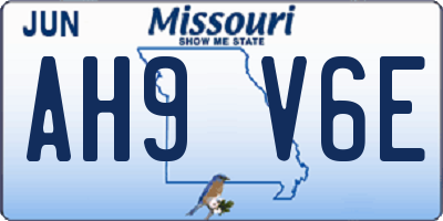 MO license plate AH9V6E
