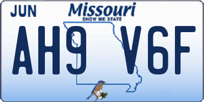 MO license plate AH9V6F