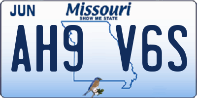 MO license plate AH9V6S