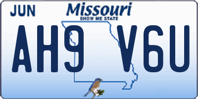 MO license plate AH9V6U
