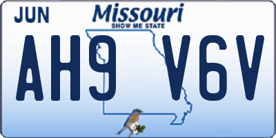 MO license plate AH9V6V