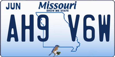 MO license plate AH9V6W