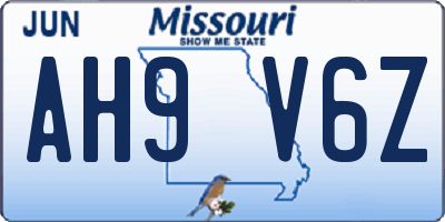 MO license plate AH9V6Z