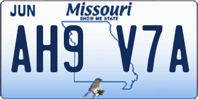 MO license plate AH9V7A