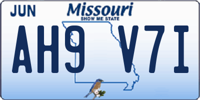 MO license plate AH9V7I