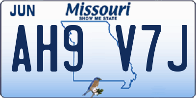MO license plate AH9V7J
