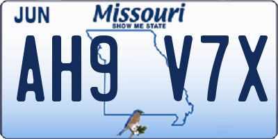 MO license plate AH9V7X