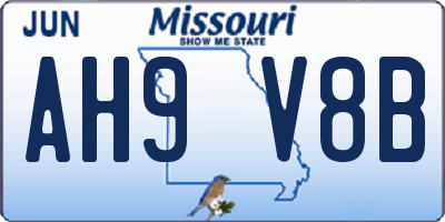 MO license plate AH9V8B