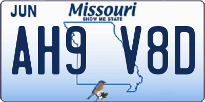 MO license plate AH9V8D