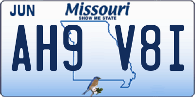 MO license plate AH9V8I