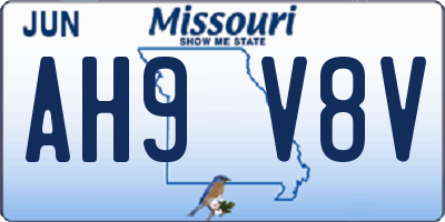 MO license plate AH9V8V
