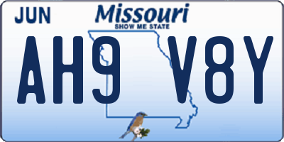 MO license plate AH9V8Y