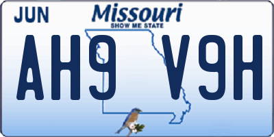 MO license plate AH9V9H