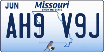 MO license plate AH9V9J