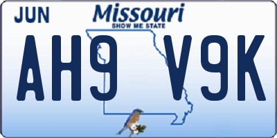 MO license plate AH9V9K