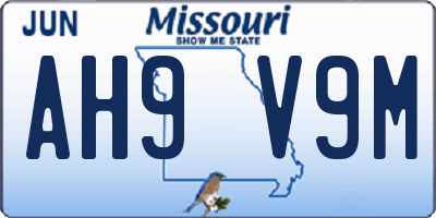MO license plate AH9V9M