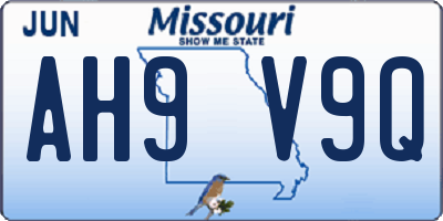 MO license plate AH9V9Q