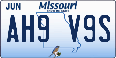 MO license plate AH9V9S