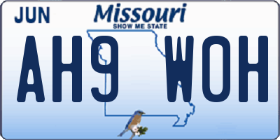 MO license plate AH9W0H