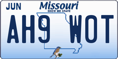 MO license plate AH9W0T