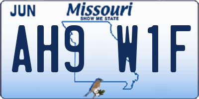 MO license plate AH9W1F