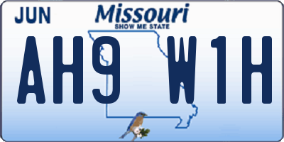 MO license plate AH9W1H