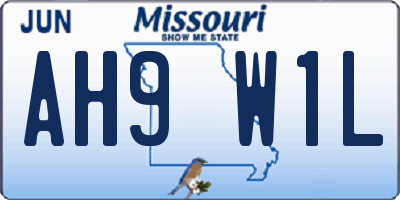 MO license plate AH9W1L