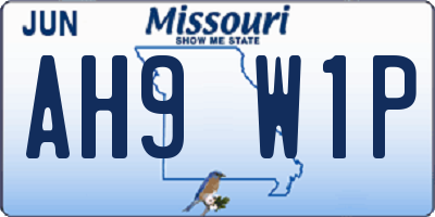 MO license plate AH9W1P