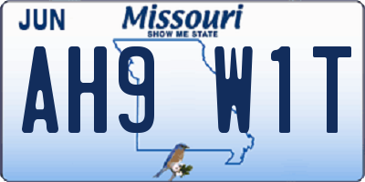 MO license plate AH9W1T