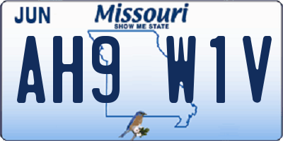 MO license plate AH9W1V