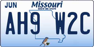 MO license plate AH9W2C