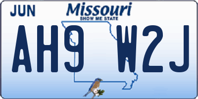 MO license plate AH9W2J