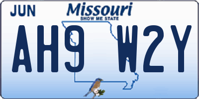 MO license plate AH9W2Y