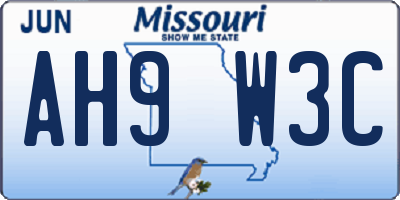 MO license plate AH9W3C