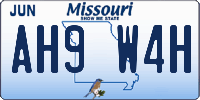 MO license plate AH9W4H