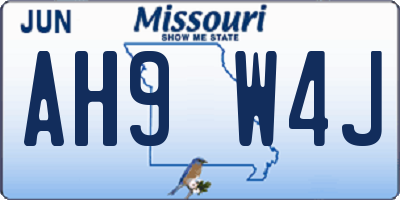 MO license plate AH9W4J