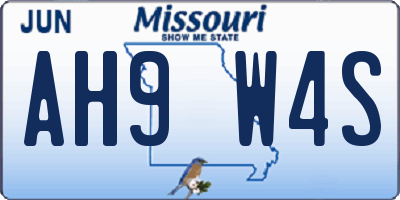MO license plate AH9W4S