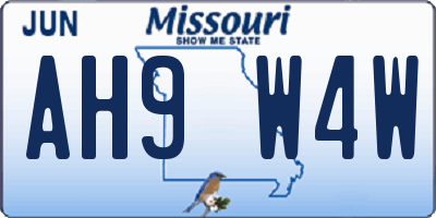 MO license plate AH9W4W