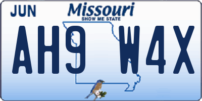 MO license plate AH9W4X